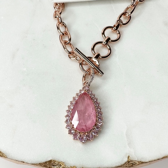 Bomb Party Resort Wear Oceanic Love Pink Topaz Necklace NK41584 NWT